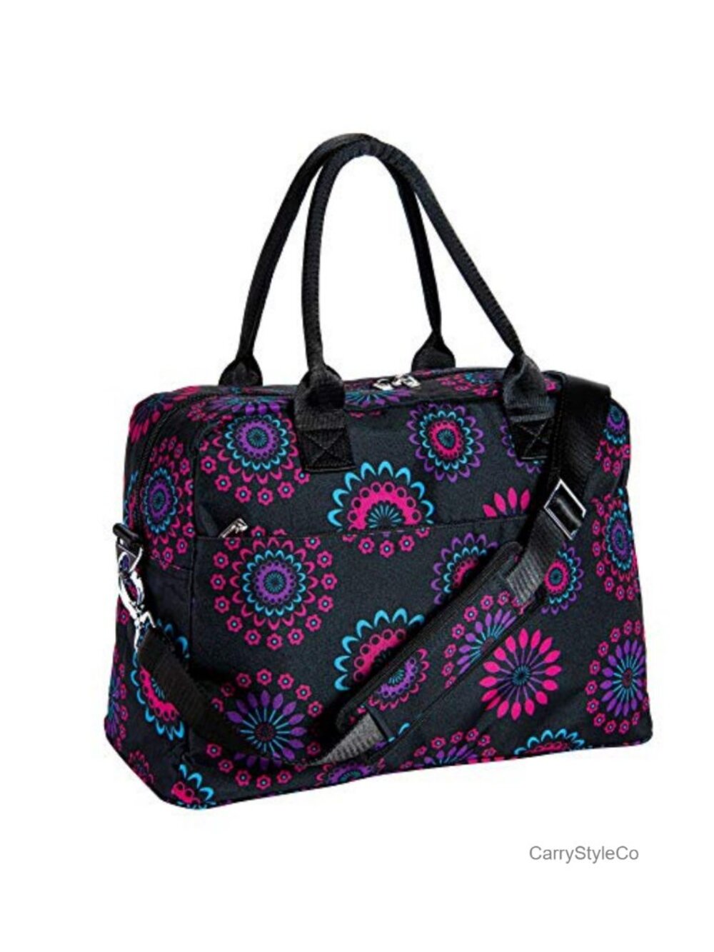 Floral Overnight Bag for Women - Medium Travel Duffel with Laptop Pocket